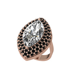 Efsunkar Mekik Yüzük - Swarovski ve siyah zirkon 14 ayar rose altın yüzük #h7qlkg