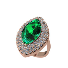 Efsunkar Mekik Yüzük - Yeşil kuvars ve swarovski 14 ayar rose altın yüzük #iccghk