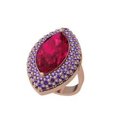 Rodolit garnet ve ametist 8 ayar rose altın yüzük