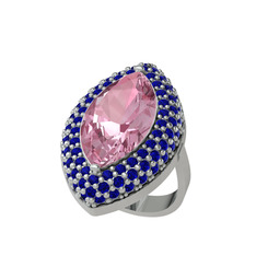 Efsunkar Mekik Yüzük - Pembe kuvars ve lab safir 925 ayar gümüş yüzük #li4hoe