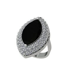 Siyah zirkon ve swarovski 18 ayar beyaz altın yüzük