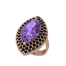 Efsunkar Mekik Yüzük - Ametist ve siyah zirkon 14 ayar rose altın yüzük #mcdbzl