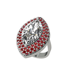 Efsunkar Mekik Yüzük - Swarovski ve garnet 925 ayar gümüş yüzük #oenssa