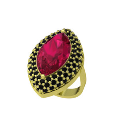 Efsunkar Mekik Yüzük - Rodolit garnet ve siyah zirkon 8 ayar altın yüzük #peilds