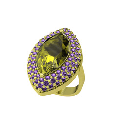 Efsunkar Mekik Yüzük - Peridot ve ametist 14 ayar altın yüzük #sysh8m