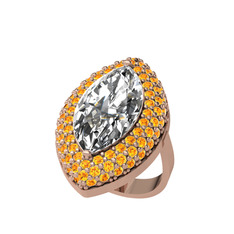 Efsunkar Mekik Yüzük - Swarovski ve sitrin 14 ayar rose altın yüzük #uco0mo