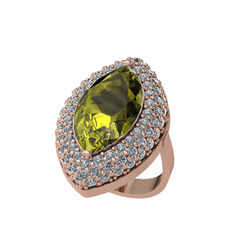 Efsunkar Mekik Yüzük - Peridot ve pırlanta 18 ayar rose altın yüzük (2.952 karat) #ui6cf6