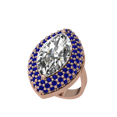 Efsunkar Mekik Yüzük - Swarovski ve lab safir 8 ayar rose altın yüzük #vz4cqu