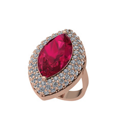 Rodolit garnet ve swarovski 18 ayar rose altın yüzük