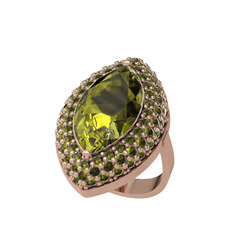 Efsunkar Mekik Yüzük - Peridot 14 ayar rose altın yüzük #xuk9lm