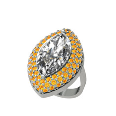 Efsunkar Mekik Yüzük - Swarovski ve sitrin 925 ayar gümüş yüzük #yydwn