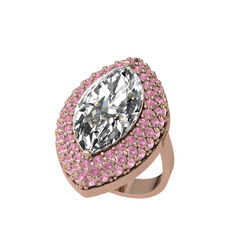 Efsunkar Mekik Yüzük - Swarovski ve pembe kuvars 8 ayar rose altın yüzük #zrtfmr