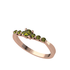 Sapta 7 Taş Yüzük - Peridot 14 ayar rose altın yüzük #13tg6mu