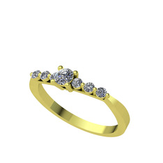 Sapta 7 Taş Yüzük - Beyaz zirkon ve swarovski 18 ayar altın yüzük #153kk5n