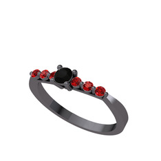 Siyah zirkon ve garnet 925 ayar siyah rodyum kaplama gümüş yüzük