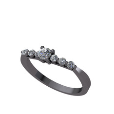 Swarovski ve beyaz zirkon 925 ayar siyah rodyum kaplama gümüş yüzük