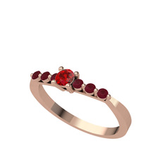 Sapta 7 Taş Yüzük - Garnet ve kök yakut 18 ayar rose altın yüzük #161ztg