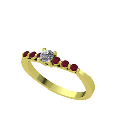 Sapta 7 Taş Yüzük - Swarovski ve kök yakut 14 ayar altın yüzük #16iq1f0