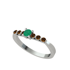 Sapta 7 Taş Yüzük - Kök zümrüt ve dumanlı kuvars 925 ayar gümüş yüzük #17b7uwo