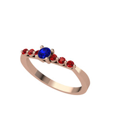 Sapta 7 Taş Yüzük - Lab safir ve garnet 14 ayar rose altın yüzük #1ak524x