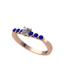Sapta 7 Taş Yüzük - Swarovski ve lab safir 14 ayar rose altın yüzük #1bq8qi5