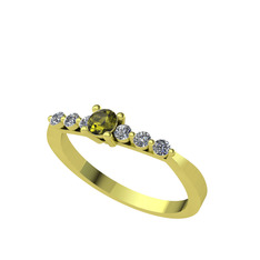 Peridot ve swarovski 925 ayar altın kaplama gümüş yüzük