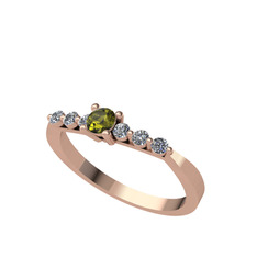 Sapta 7 Taş Yüzük - Peridot ve swarovski 8 ayar rose altın yüzük #1g03g1w