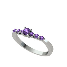 Ametist 18 ayar beyaz altın yüzük