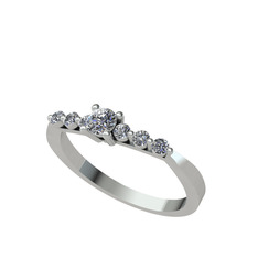 Sapta 7 Taş Yüzük - Swarovski ve pırlanta 925 ayar gümüş yüzük (0.04 karat) #1ja8be2