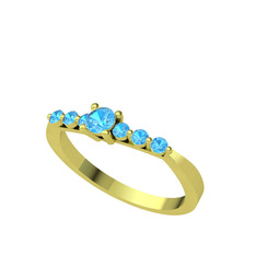 Sapta 7 Taş Yüzük - Akuamarin 14 ayar altın yüzük #1lp0nu3