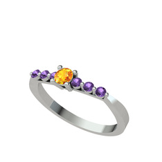 Sapta 7 Taş Yüzük - Sitrin ve ametist 925 ayar gümüş yüzük #1mduy08