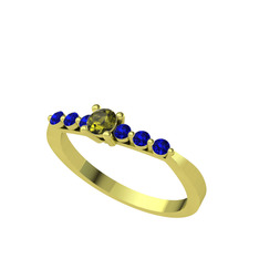Peridot ve lab safir 18 ayar altın yüzük