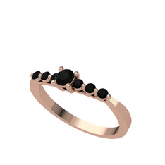 Sapta 7 Taş Yüzük - Siyah zirkon 925 ayar rose altın kaplama gümüş yüzük #1o71ysg