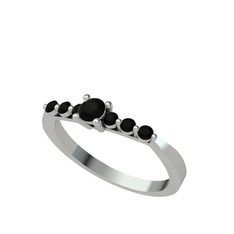 Sapta 7 Taş Yüzük - Siyah zirkon 14 ayar beyaz altın yüzük #1p5gw1l