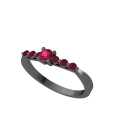 Sapta 7 Taş Yüzük - Rodolit garnet ve kök yakut 925 ayar siyah rodyum kaplama gümüş yüzük #1pk1rm9