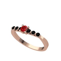 Sapta 7 Taş Yüzük - Garnet ve siyah zirkon 925 ayar rose altın kaplama gümüş yüzük #1rh2bg9