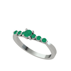 Sapta 7 Taş Yüzük - Kök zümrüt 18 ayar beyaz altın yüzük #1t6mt72