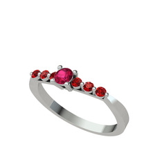Sapta 7 Taş Yüzük - Rodolit garnet ve garnet 8 ayar beyaz altın yüzük #1tes37e