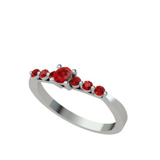 Sapta 7 Taş Yüzük - Garnet 14 ayar beyaz altın yüzük #1x695y9