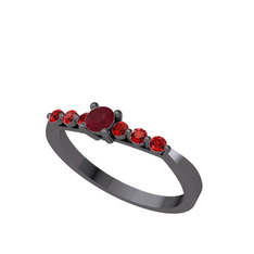 Kök yakut ve garnet 925 ayar siyah rodyum kaplama gümüş yüzük