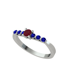 Sapta 7 Taş Yüzük - Kök yakut ve lab safir 18 ayar beyaz altın yüzük #1yqe7ek