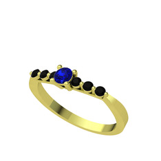 Sapta 7 Taş Yüzük - Lab safir ve siyah zirkon 18 ayar altın yüzük #1zose0