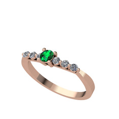 Sapta 7 Taş Yüzük - Yeşil kuvars ve swarovski 18 ayar rose altın yüzük #2haxdb