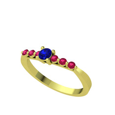 Lab safir ve rodolit garnet 18 ayar altın yüzük