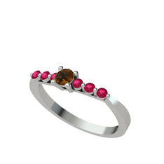 Sapta 7 Taş Yüzük - Dumanlı kuvars ve rodolit garnet 925 ayar gümüş yüzük #7fcwe6