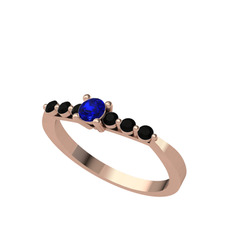 Sapta 7 Taş Yüzük - Lab safir ve siyah zirkon 925 ayar rose altın kaplama gümüş yüzük #986qz7