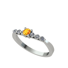 Sitrin ve swarovski 18 ayar beyaz altın yüzük