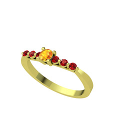 Sapta 7 Taş Yüzük - Sitrin ve garnet 925 ayar altın kaplama gümüş yüzük #a66x92