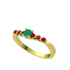 Sapta 7 Taş Yüzük - Kök zümrüt ve garnet 8 ayar altın yüzük #awo5ne