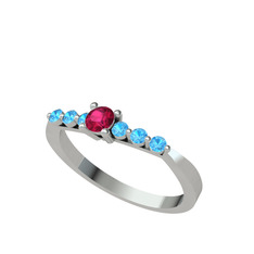 Rodolit garnet ve akuamarin 925 ayar gümüş yüzük